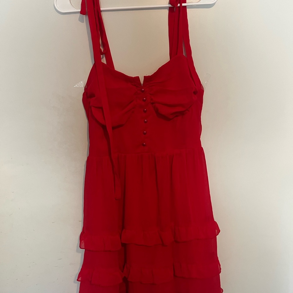 Elegant Red Ruffle Dress